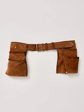 NEW FREE PEOPLE Crew Cargo Pocket Belt Bag COGNAC Saddle Brown {$149} Adjustable